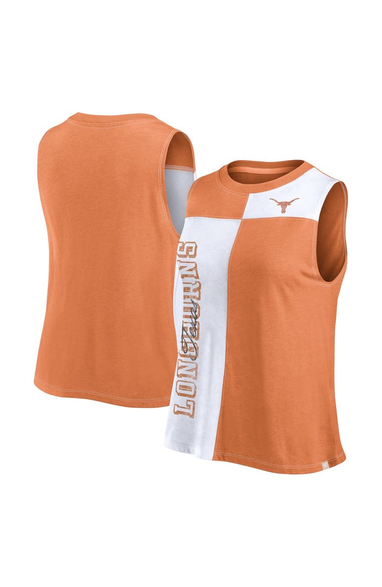 FANATICS Women's Fanatics Branded Texas Orange/White Texas Longhorns Colorblock High Neck Tank Top, Alternate, color, Burnt Orange