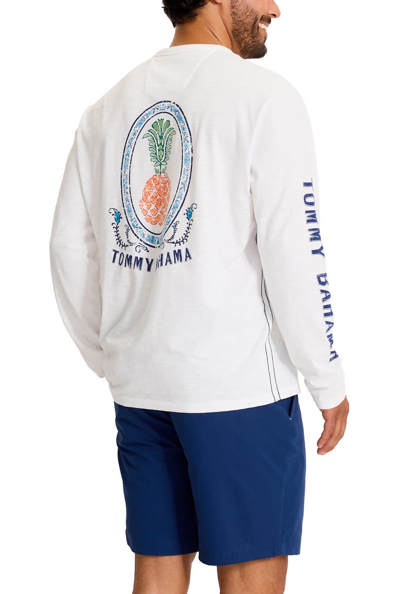 Piña Cabana Long Sleeve Lux Cotton Graphic T-Shirt, Alternate, color, WHITE