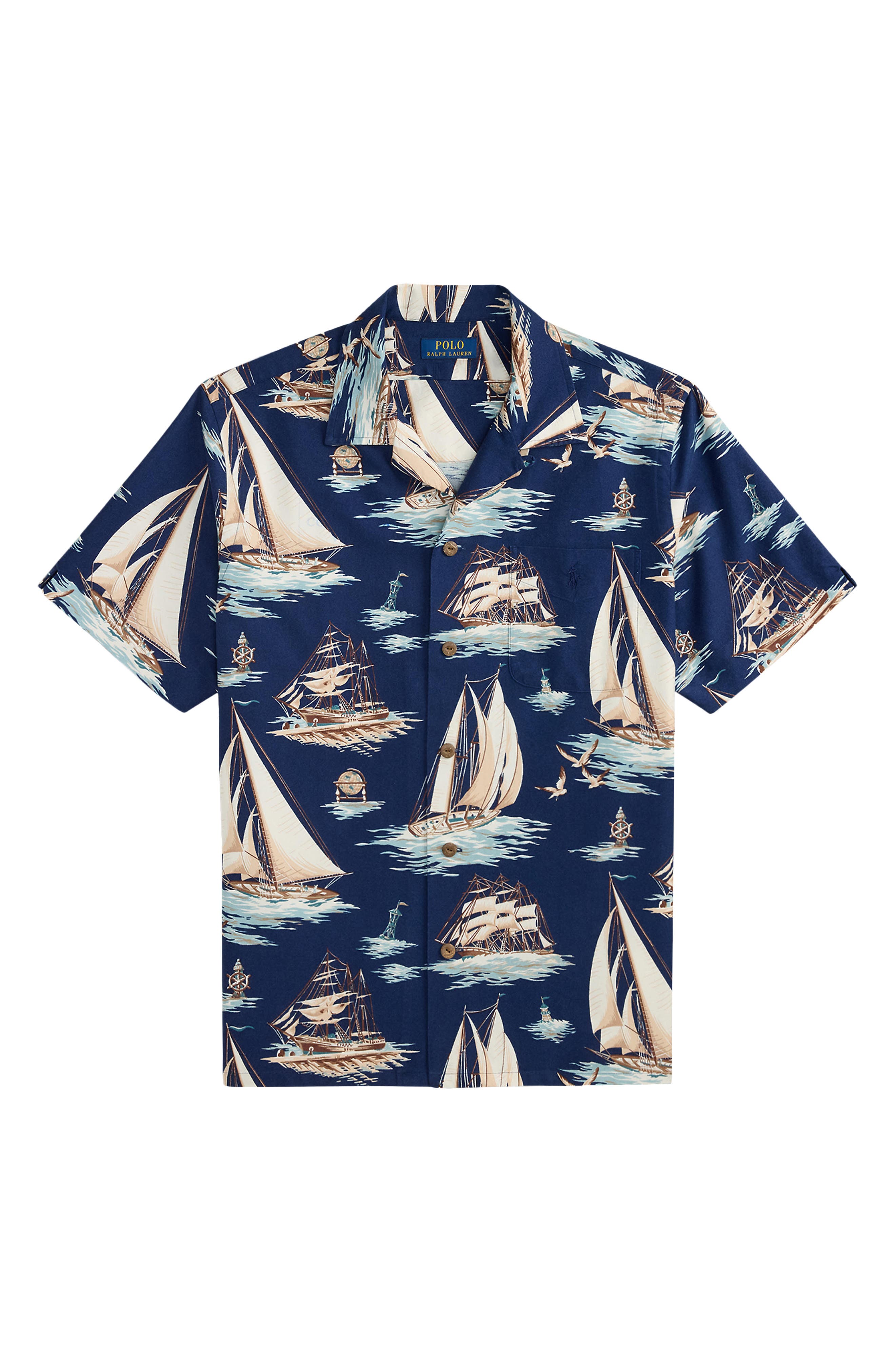 Polo Ralph Lauren Classic Fit Sailboat Print Oxford Shirt (Men