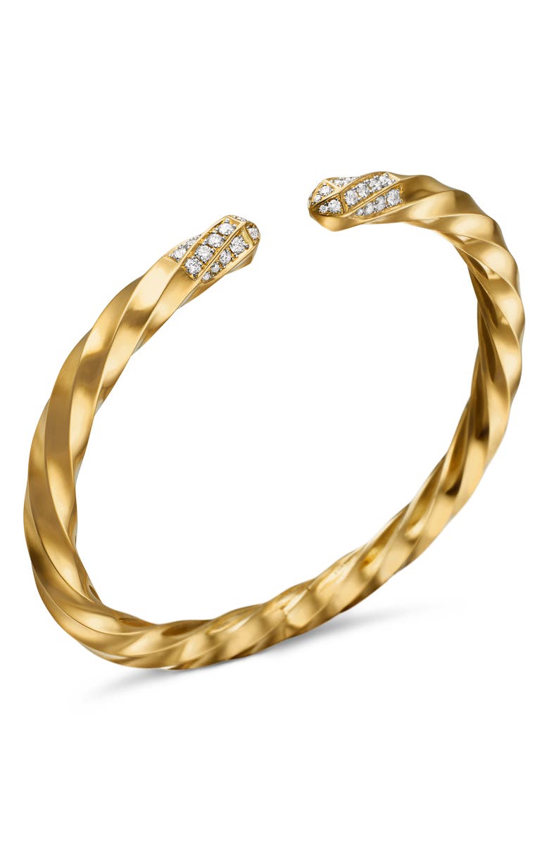 David Yurman Cable Edge<sup>®</sup> Bracelet in 18K Yellow Gold with Diamonds, 5.5mm, Alternate, color, 18K Gold Recycled