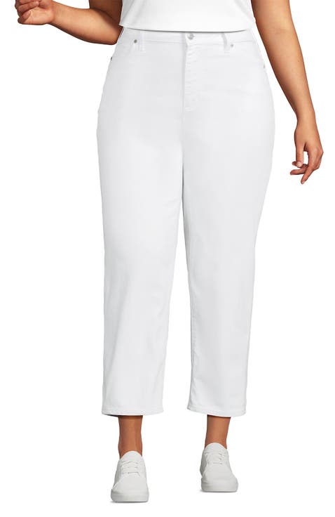 Plus Size Soft Denim Mid Rise Relaxed Straight Crop Jeans