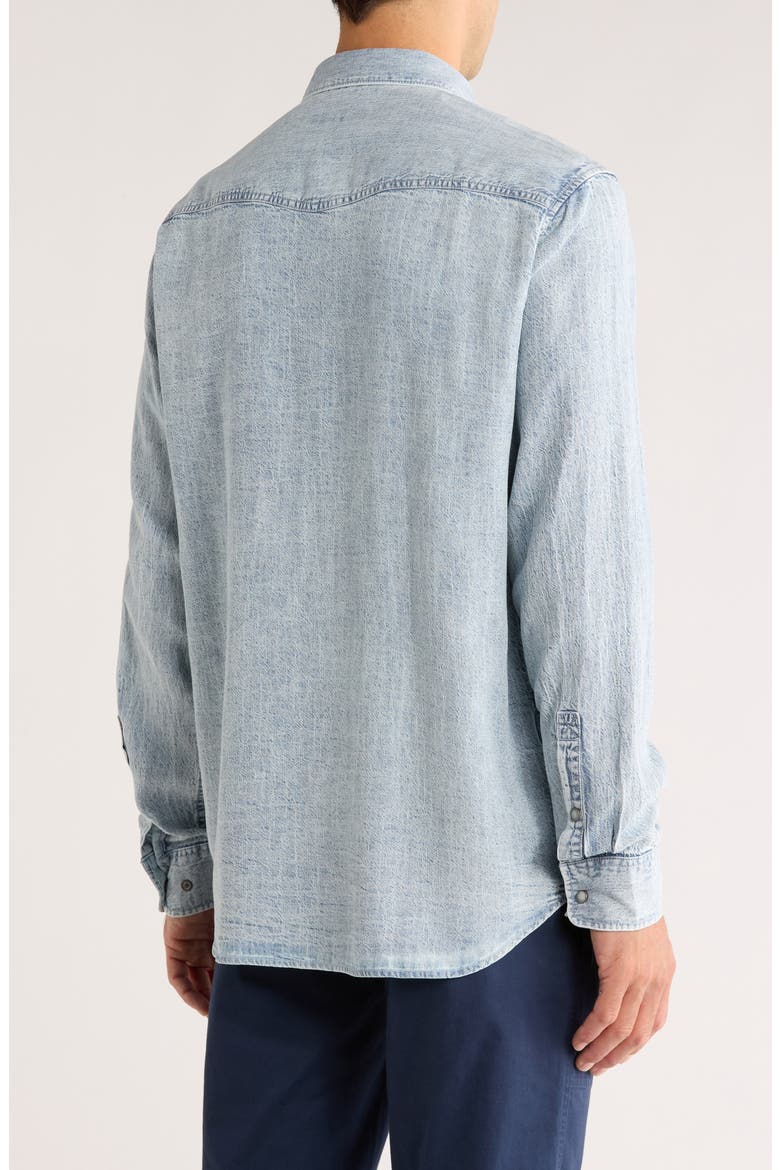 Go West Lyocell & Linen Snap-Up Western Shirt, Alternate, color, LIGHT INDIGO