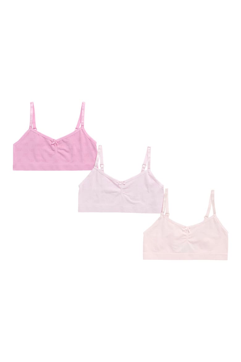Kids' Assorted 3-Pack Bralettes, Main, color, TARO/ STRAWBERRY/ MAUVE