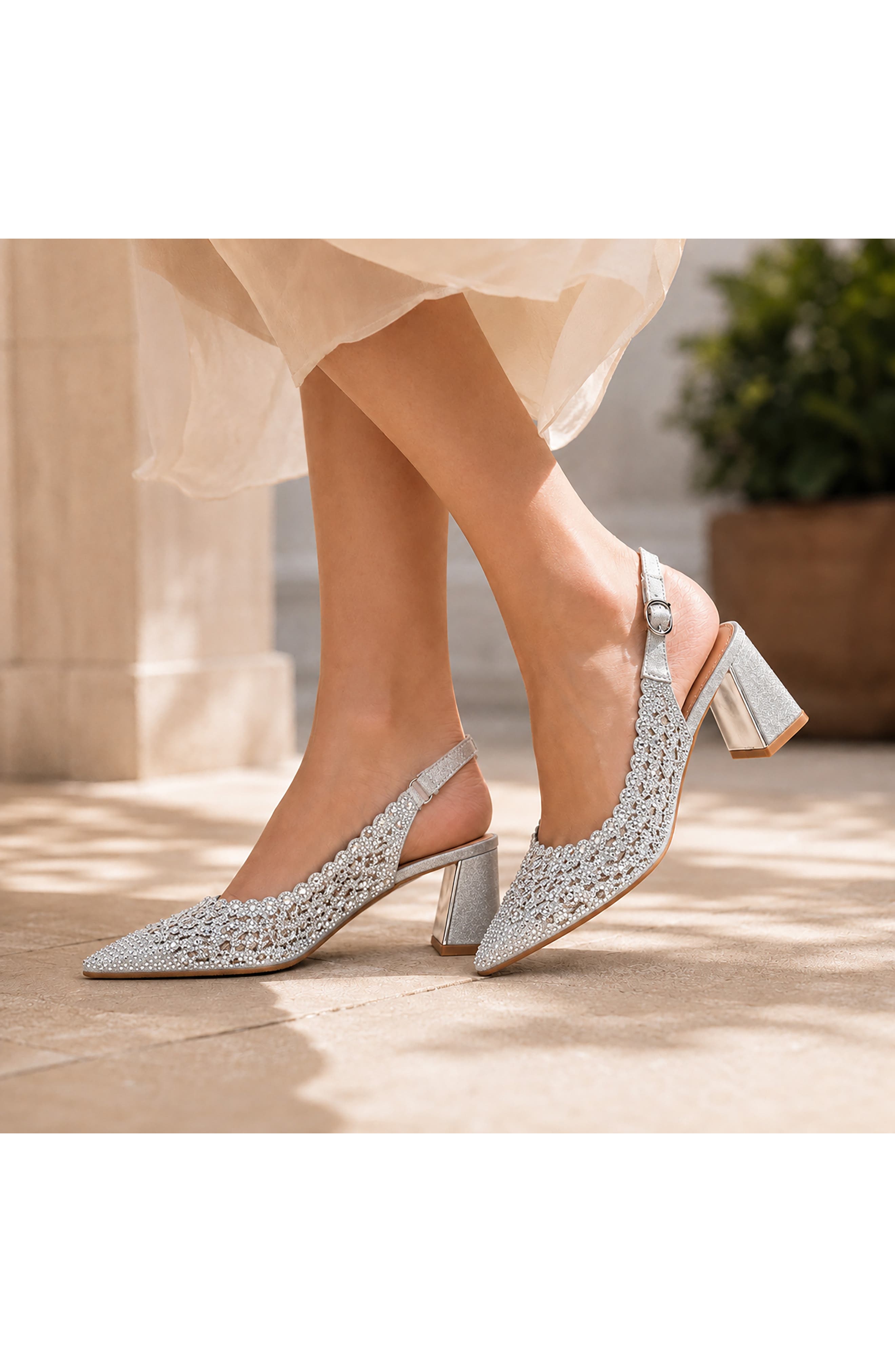 Bonnie Slingback Pointed Toe Pump, Alternate, color, SILVER