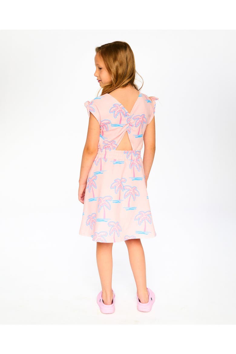 Short Sleeve French Terry Palm Dress, Alternate, color, Light Pink Palm Print