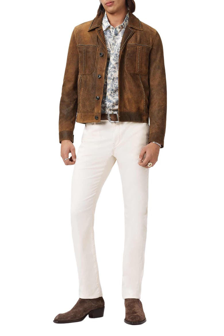 Carson Stud Detail Suede Jacket, Alternate, color, TOFFEE