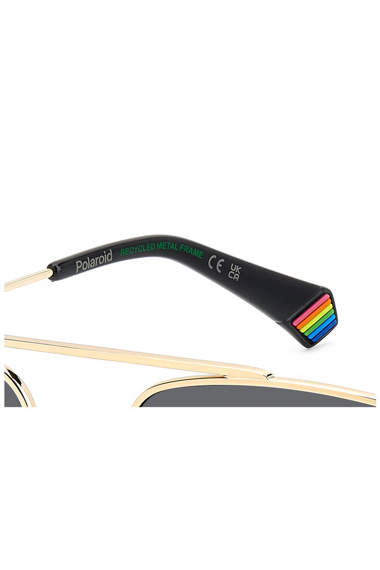 56mm Polarized Rectangular Sunglasses, Alternate, color, GOLD GREY/ GREY POLAR