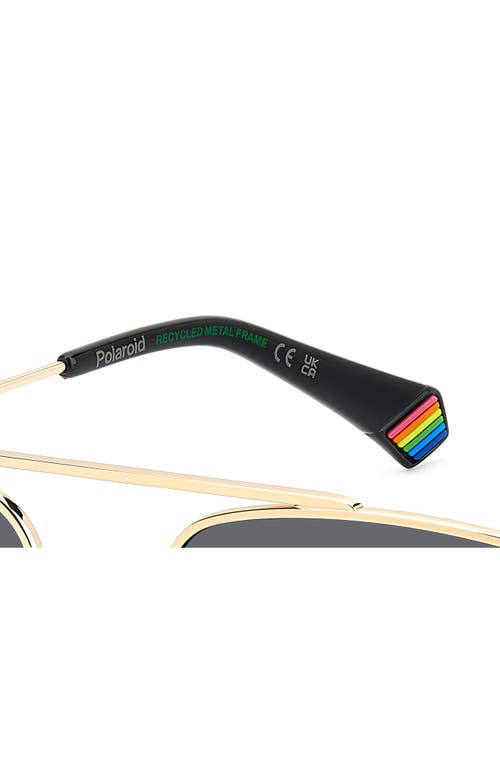 Polaroid 56mm Polarized Rectangular Sunglasses In Gold Grey/grey Polar