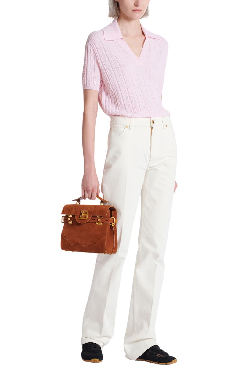 Balmain Suede B-Buzz 23 bag, Alternate, color, Brown