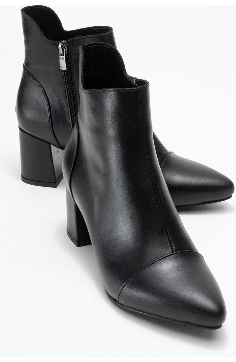 Forever & Always Shoes Gael Leather Block Heel Boot, Alternate, color, Black Leather