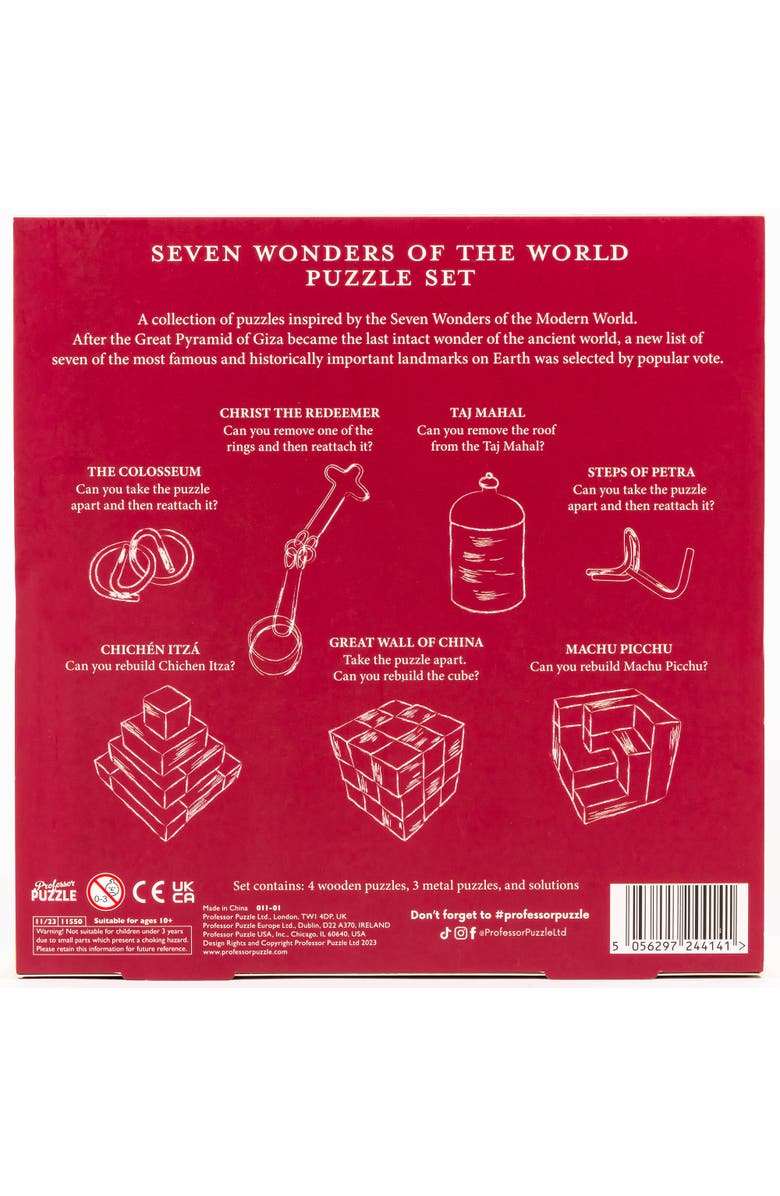 Professor Puzzle Seven Wonders of the World 3D Handheld Brainteaser Puzzle Set, Alternate, color, Multicolored