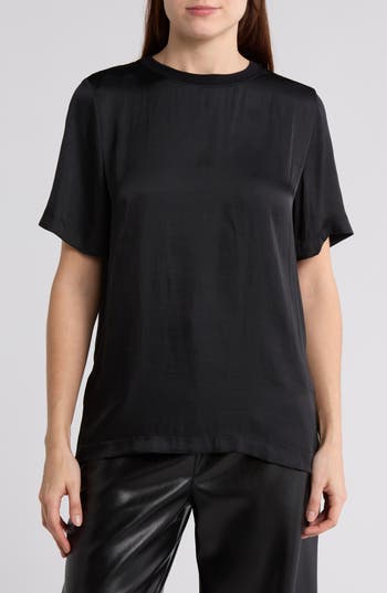 Leith Satin T-shirt In Black