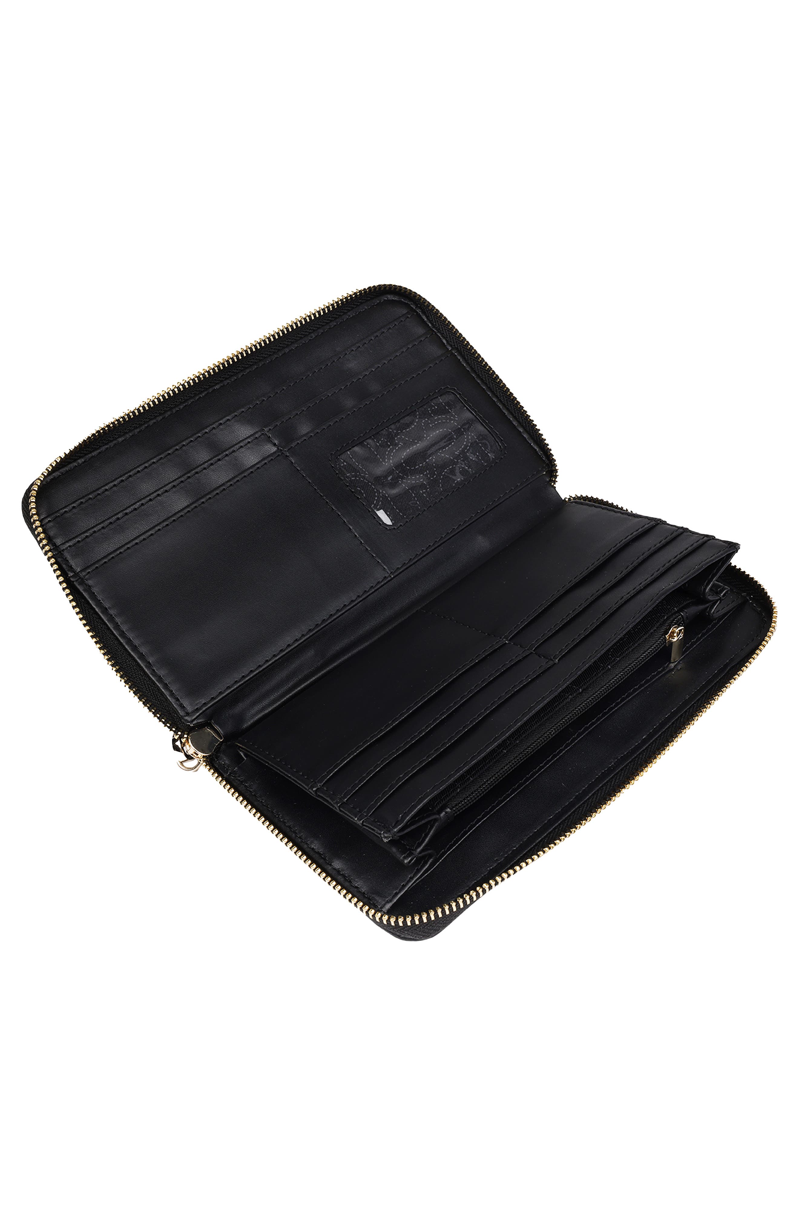 True Religion East/West Logo Wristlet, Alternate, color, Black