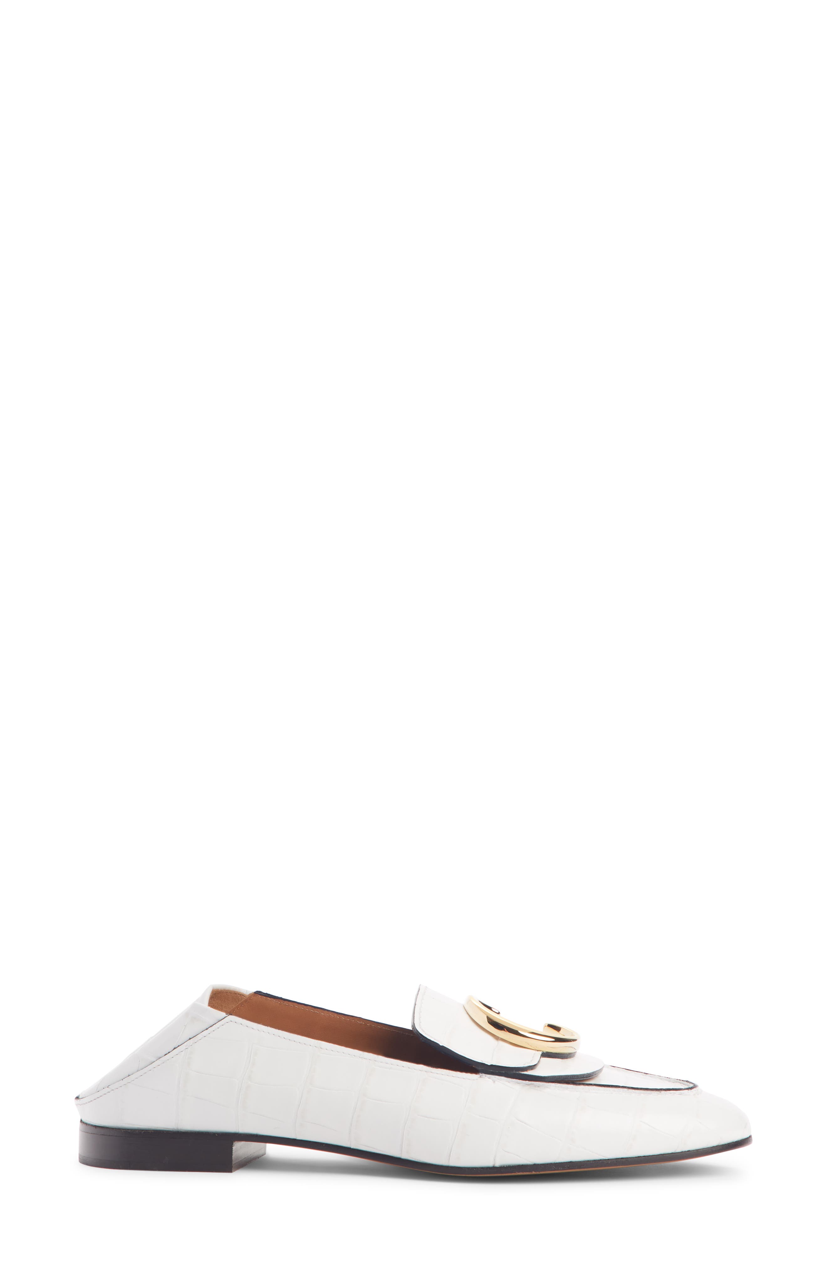 C Croc-Embossed Convertible Loafer, Alternate, color, WHITE