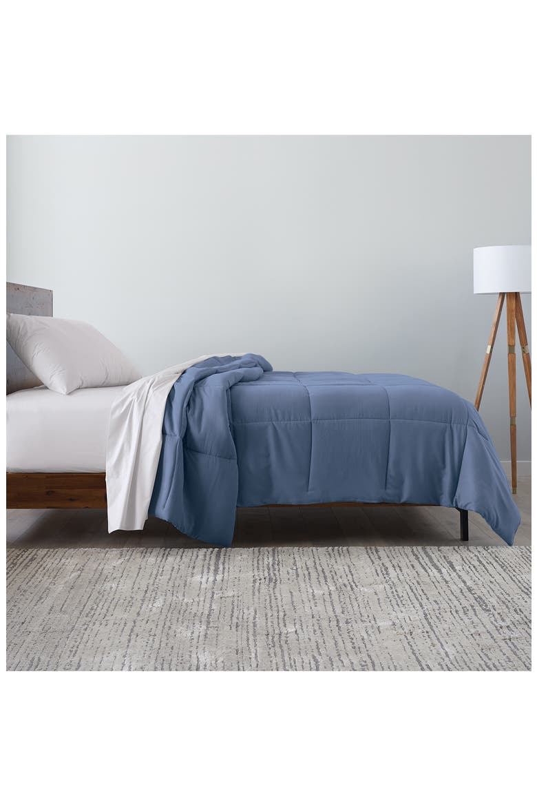 Microfiber Down-Alternative Solid Color Comforter, Alternate, color, SLATE BLUE