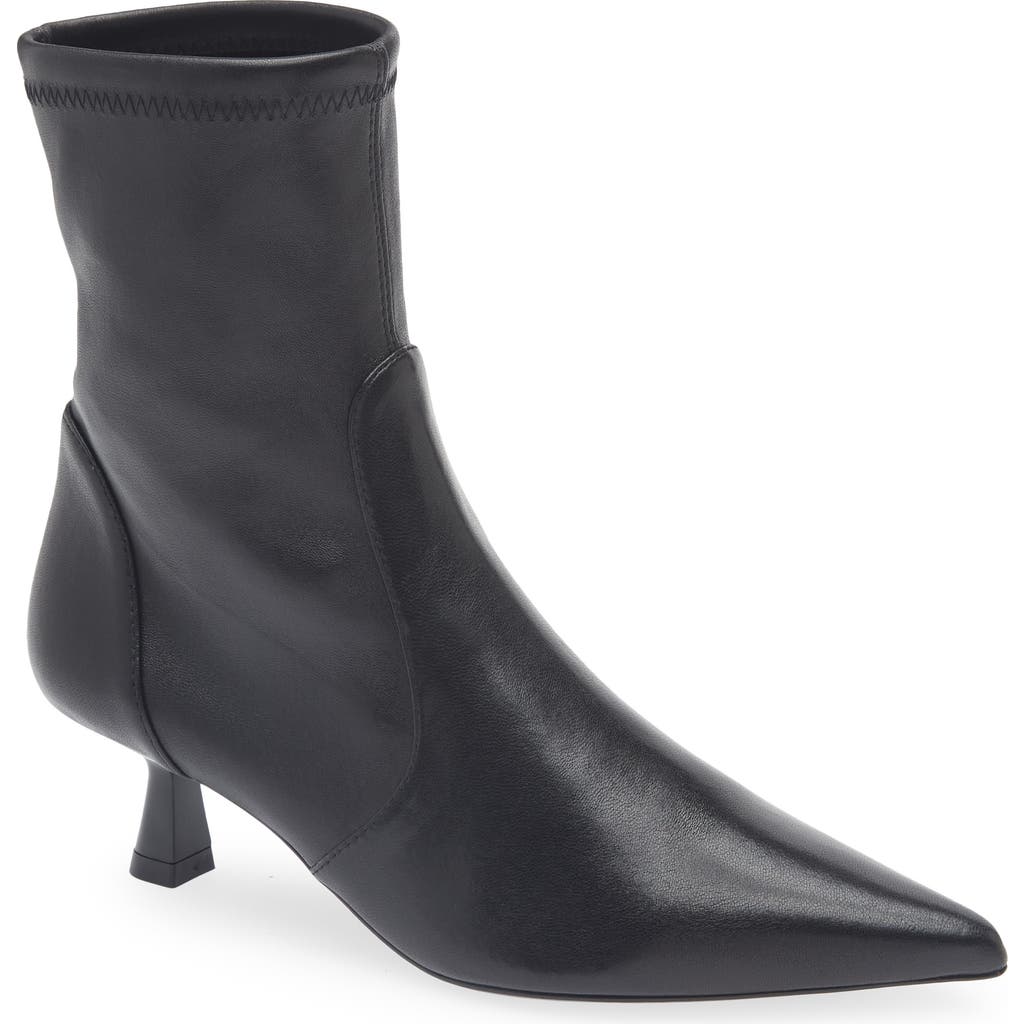 Stuart Weitzman Leather Ankle Boots Kitten Heel In Black