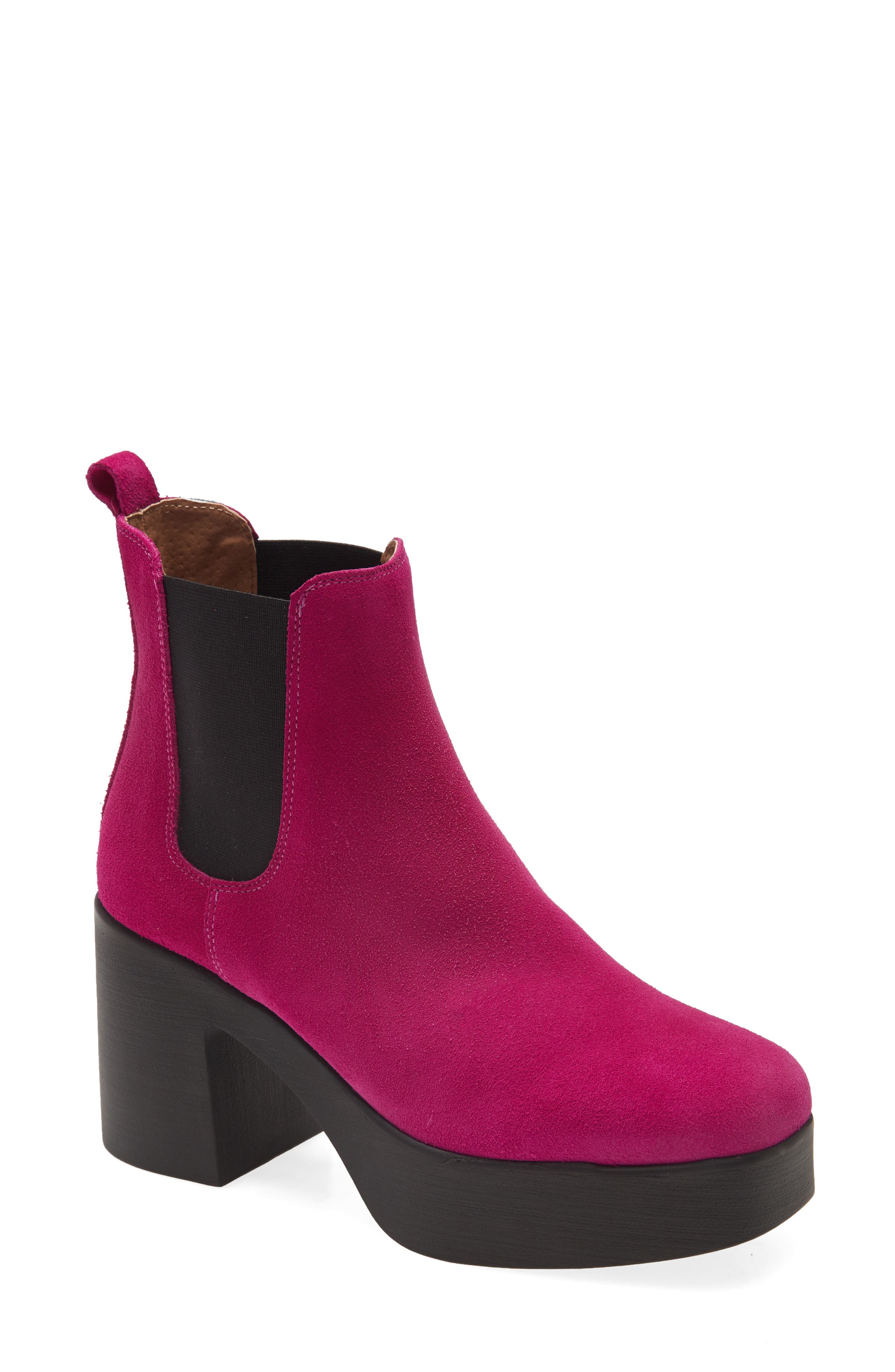 Drue Water Resistant Platform Bootie, Main, color, MAGENTA SUEDE