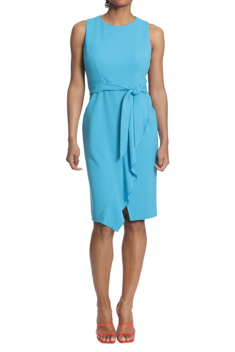 Tie Waist Midi Dress, Alternate, color, CYAN BLUE