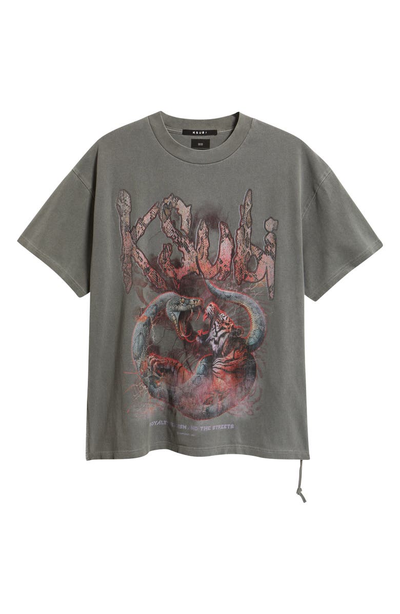 Ksubi Knotted Ekcess Oversize Graphic T-Shirt, Alternate, color, Charcoal