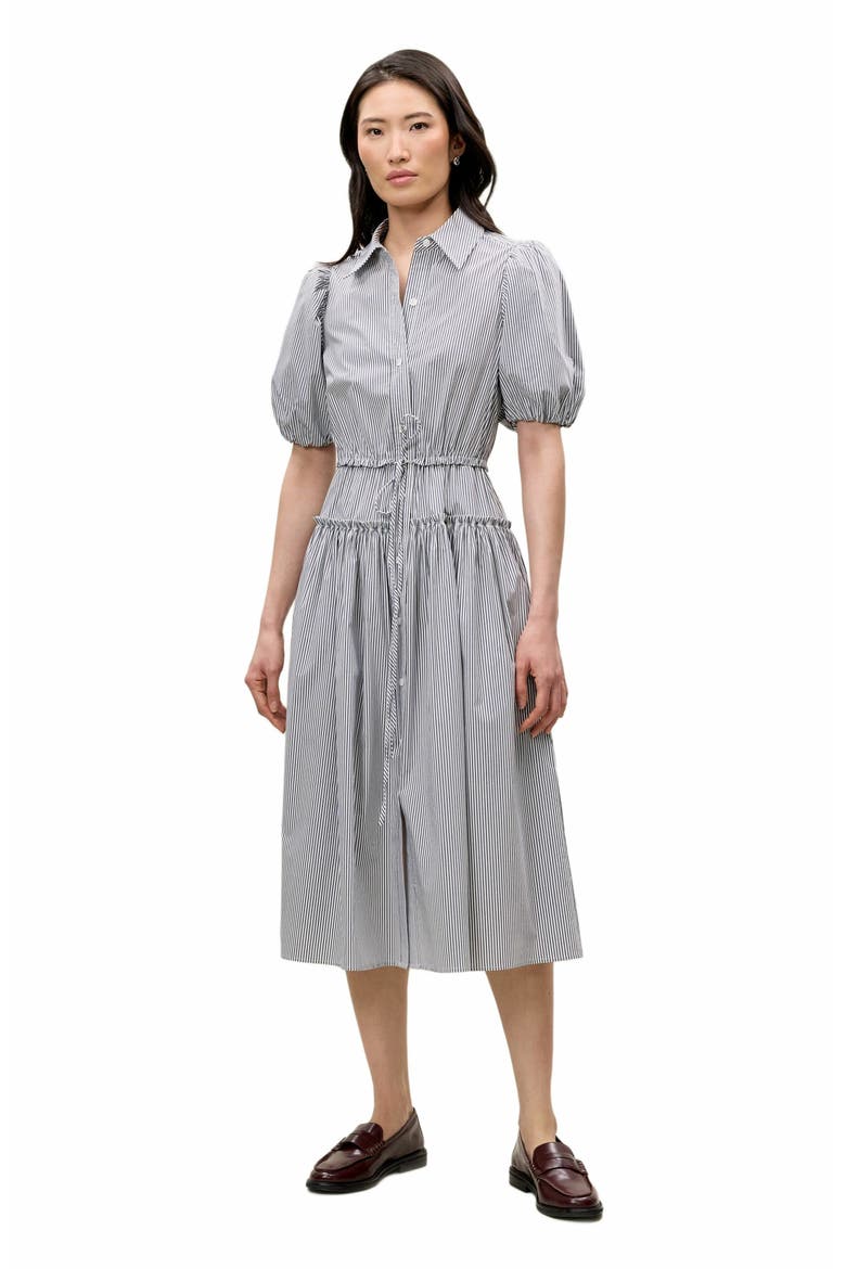 Poplin Shirt Dress, Main, color, BLUE STRIPE