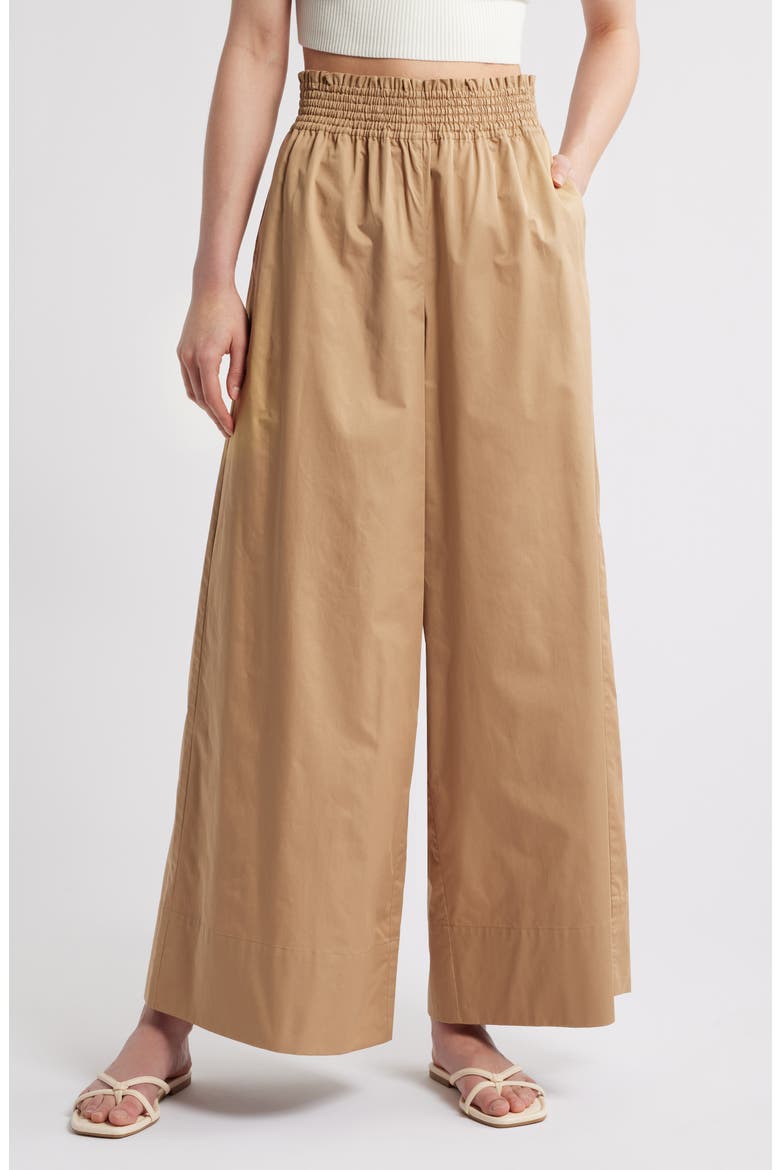 Twyla Wide Leg Cotton Pants, Main, color, CAMEL