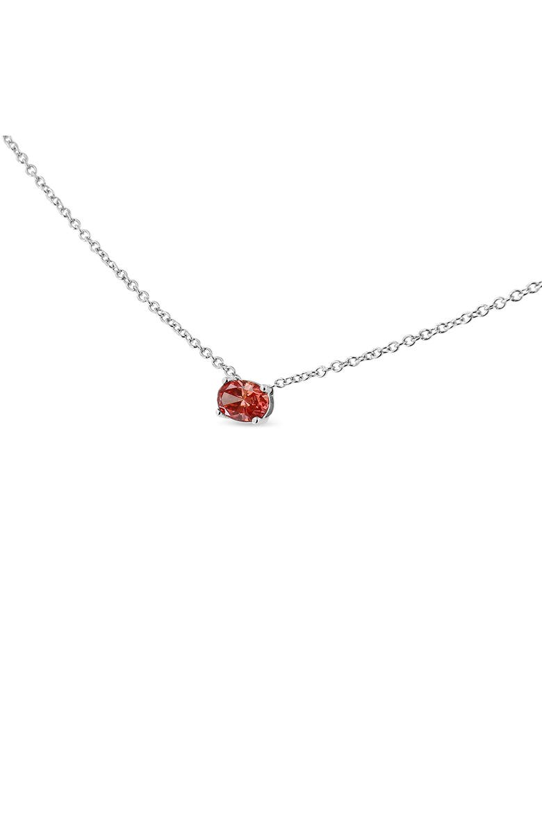 14K White Gold 3/8 Cttw Lab Grown Pink Oval Solitaire Diamond Pendant Necklace, Alternate, color, White