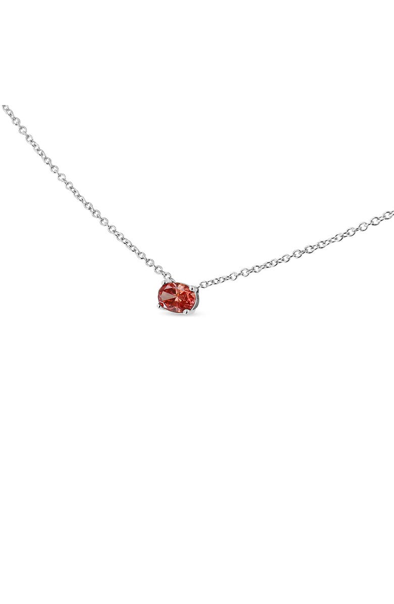 Haus of Brilliance 14K White Gold 3/8 Cttw Lab Grown Pink Oval Solitaire Diamond Pendant Necklace, Alternate, color, White