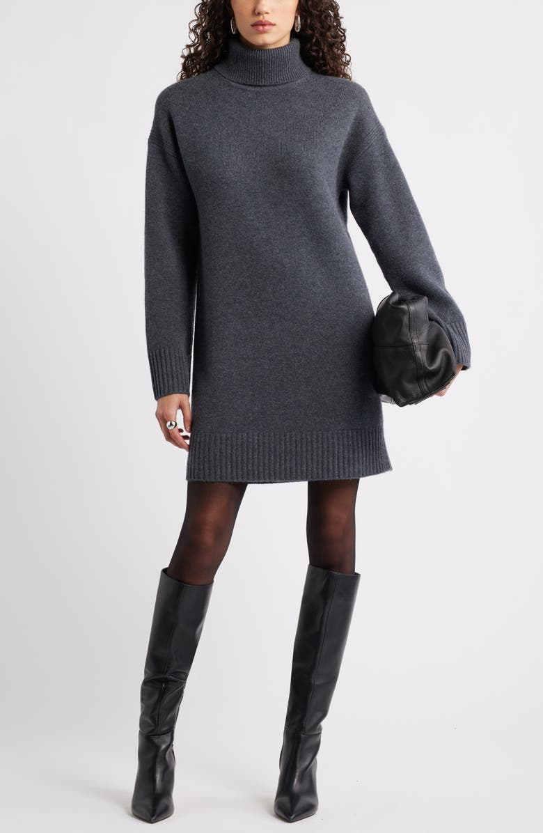 Nordstrom Long Sleeve Wool & Cashmere Sweater Dress, Alternate, color, Grey Dark Charcoal Heather