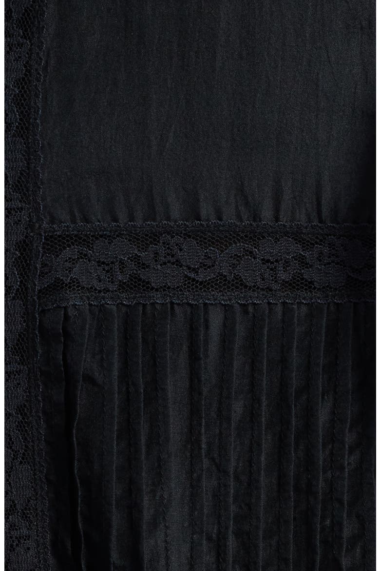Beloria Lace Trim Silk Maxi Skirt, Alternate, color, BLACK