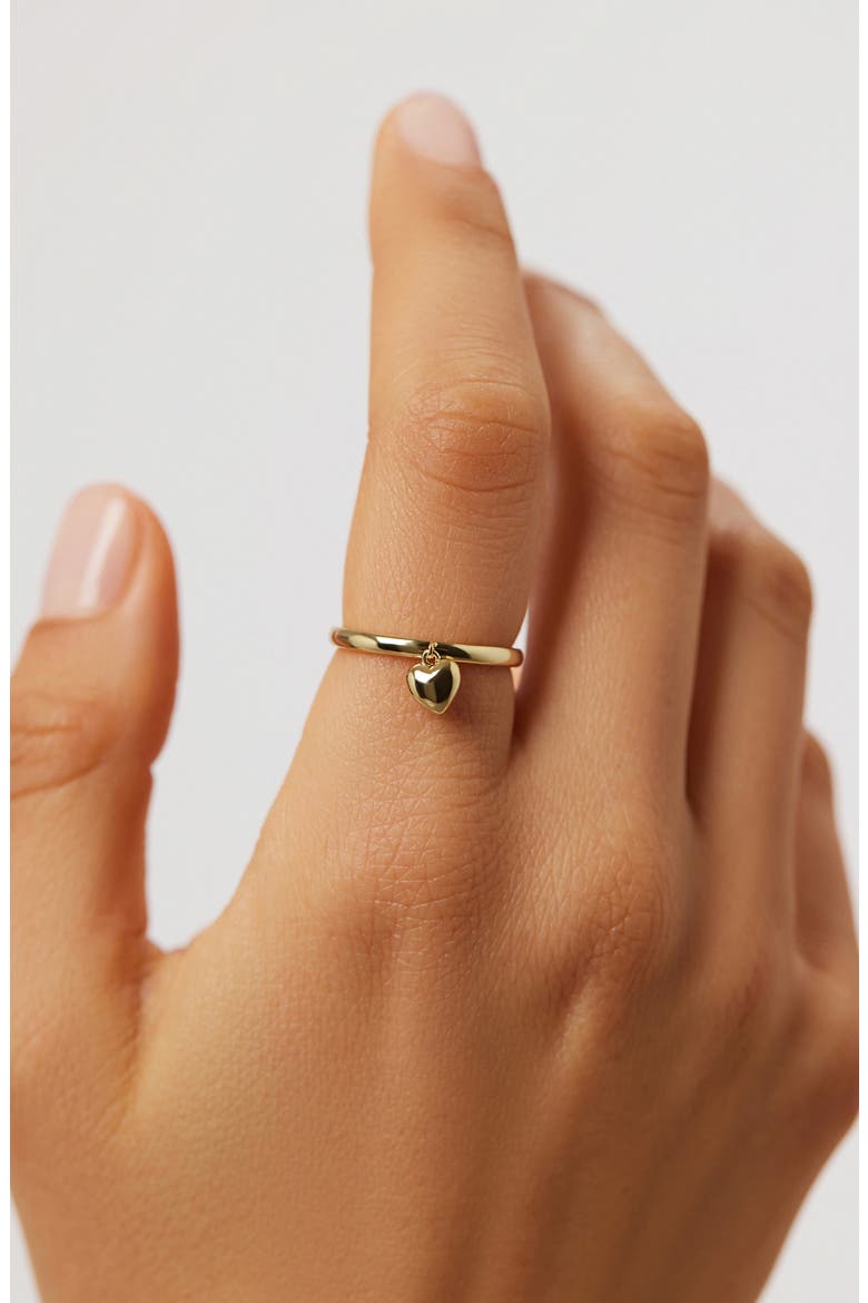 Leia Heart Charm Stackable Ring, Alternate, color, GOLD
