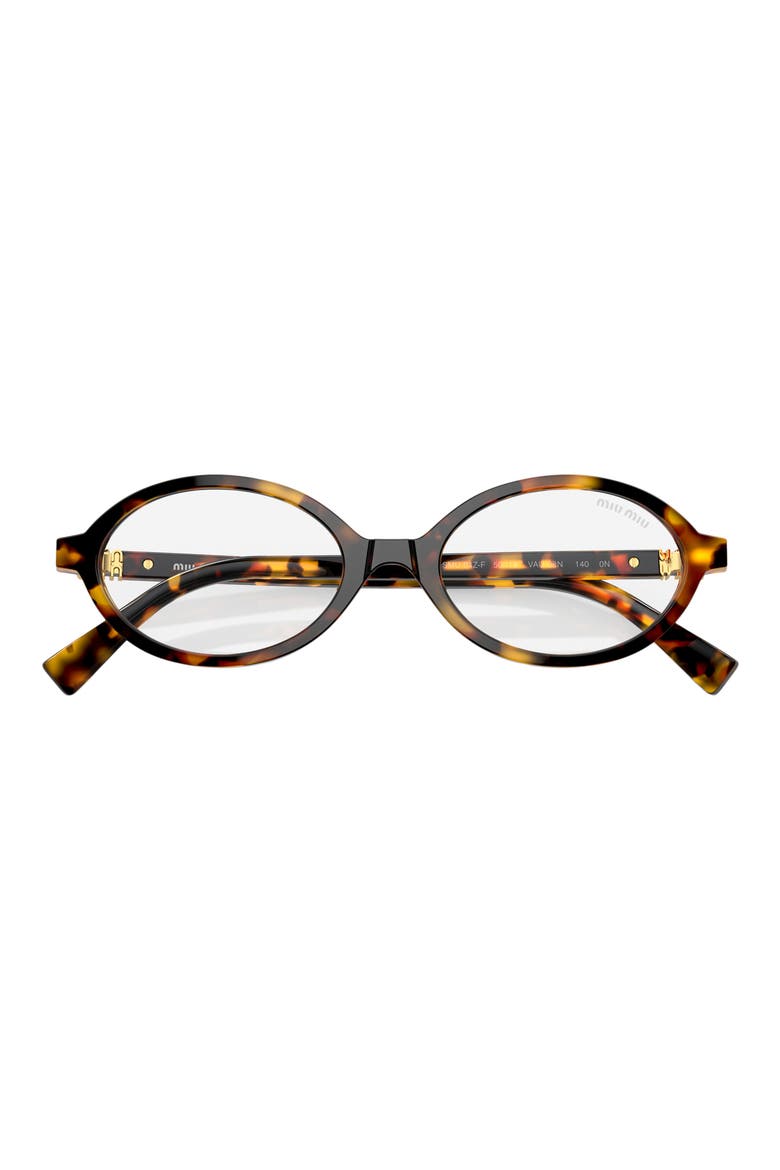 50mm Oval Sunglasses, Alternate, color, HONEY HAVANA / CLEAR BLUE LIGHT FILTER