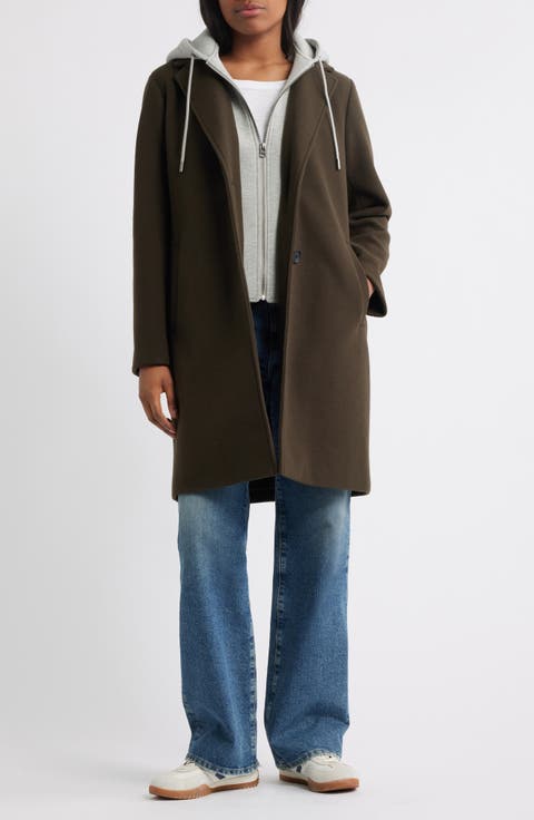 Layered Hoodie Bib Coat