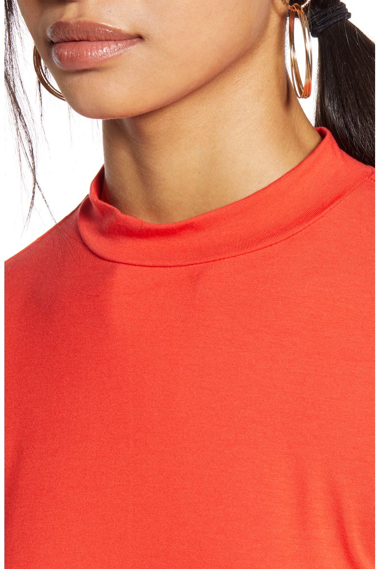 Mock Neck Knit Top, Alternate, color, RED POPPY