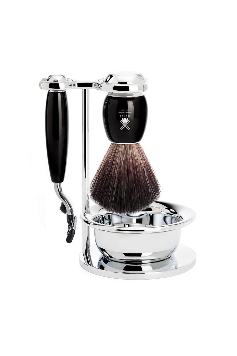 Vivo Black Resin 4-Piece Black Fiber & Mach-3 Shaving Set, Main, color, Black