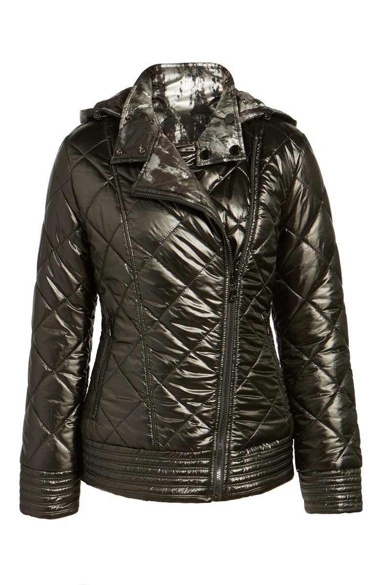 GUESS Reversible Packable Asymmetrical Quilted Jacket, Alternate, color, 