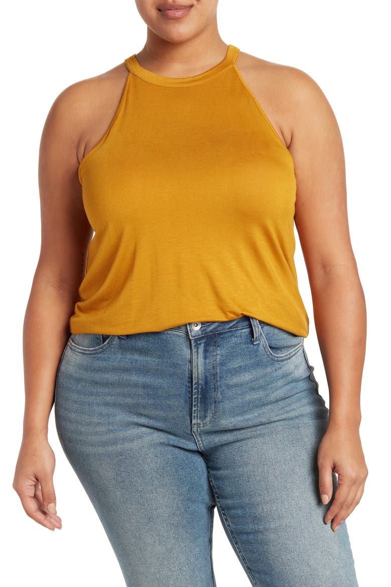 High Neck Tank Top, Main, color, BROWN BUCKTHORN