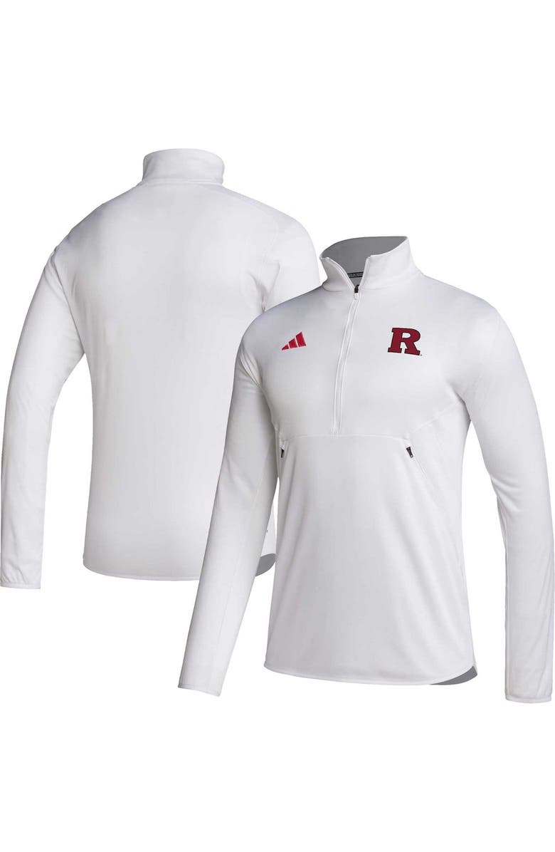 adidas Men's adidas White Rutgers Scarlet Knights 2023 Sideline AEROREADY Half-Zip Top, Alternate, color, 