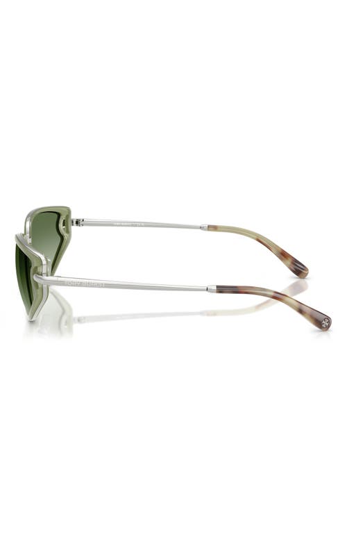 Tory Burch Ty6115 Cat Eye Metal Sunglasses In Milky Green/green Gradient