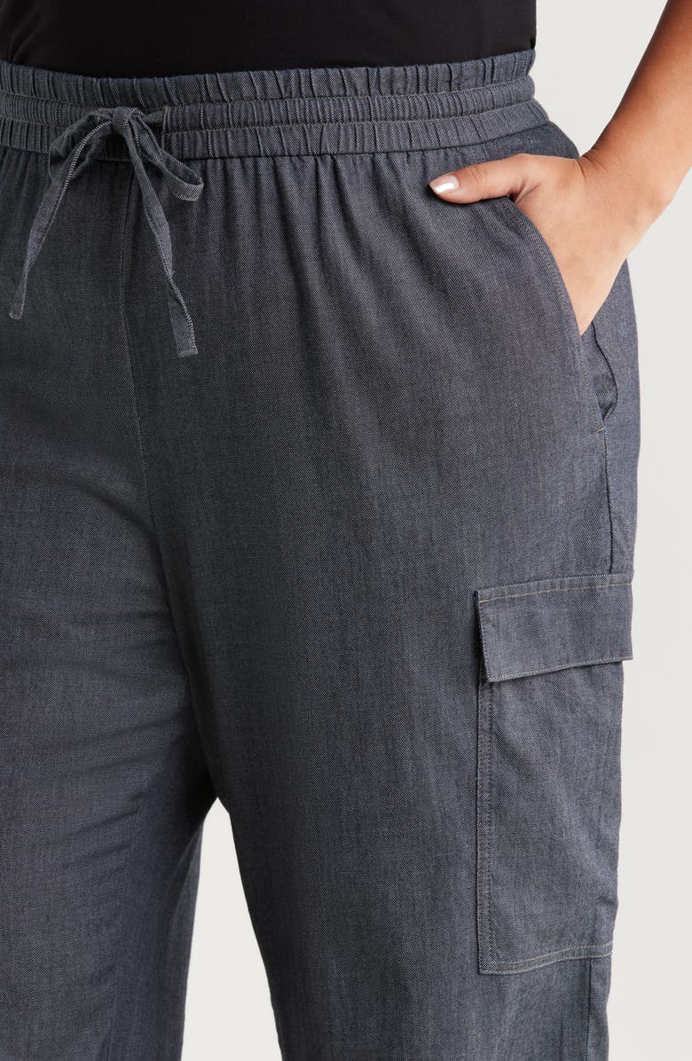 Eileen Fisher Straight Leg Organic Cotton Cargo Pants, Alternate, color, Denim
