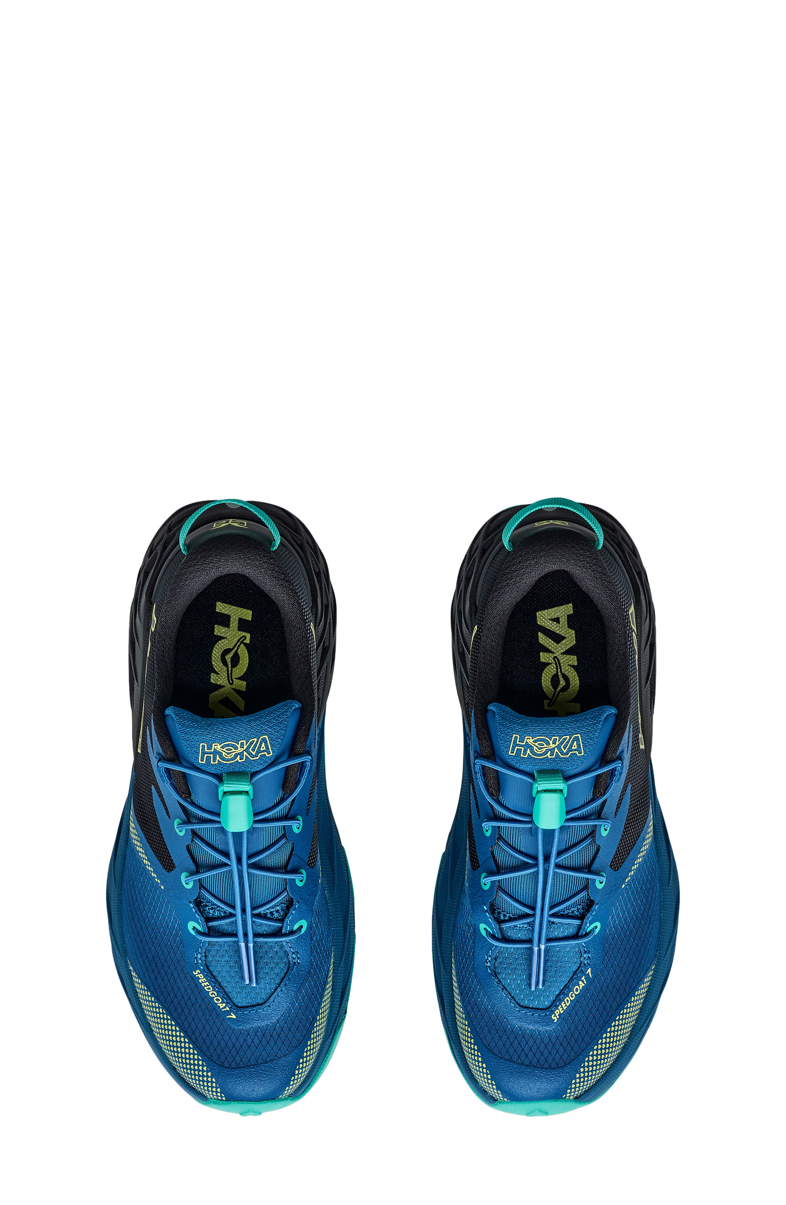 Kids' Speedgoat 7 Trail Running Shoe, Alternate, color, BLACK / NIGHT GLOW BLUE