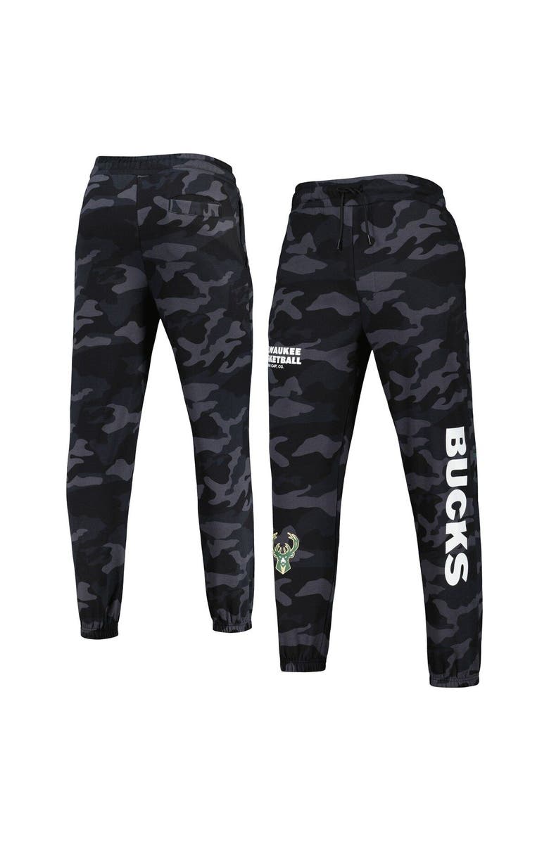 New Era Men's New Era Black/Camo Milwaukee Bucks Tonal Joggers, Main, color, Black