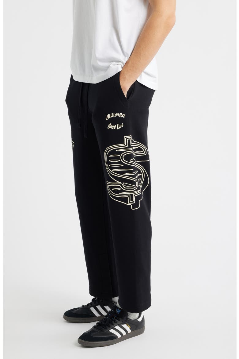 Dual Graphic Cotton Sweatpants, Alternate, color, BLACK