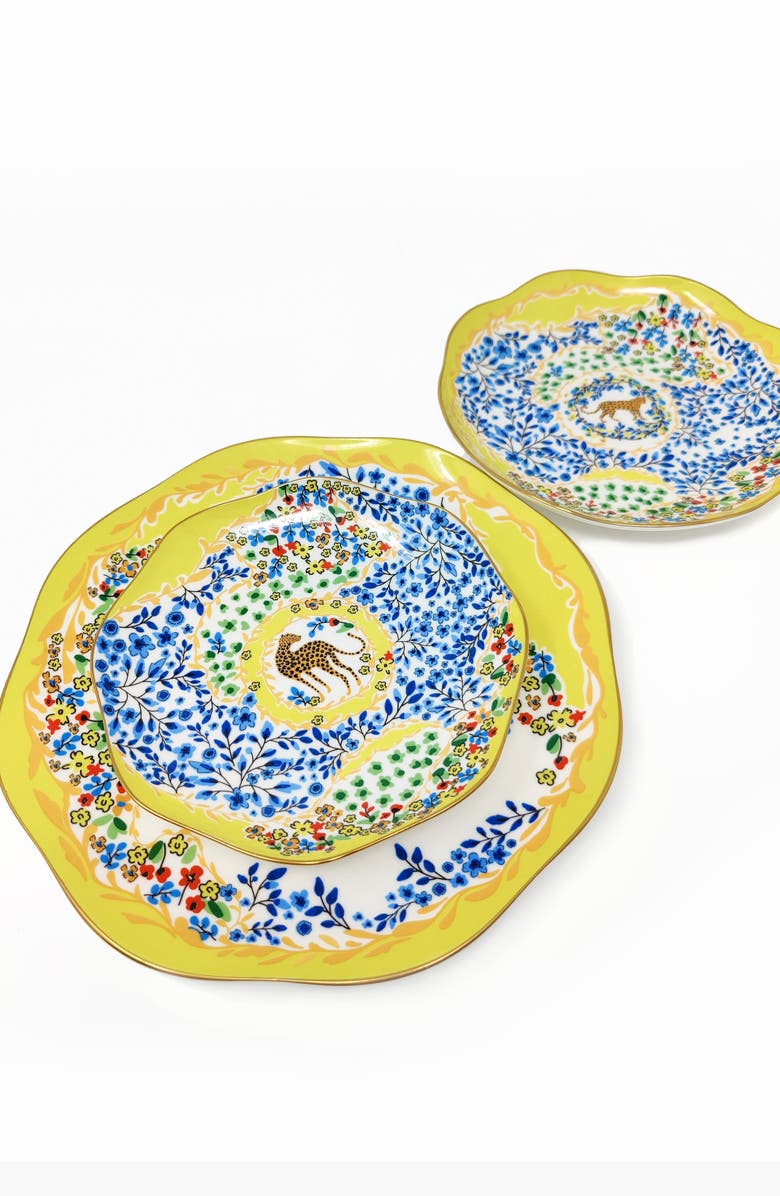 Jessie Zhao New York Yellow Garden Bone China Plates, Set Of Three, Alternate, color, Yellow