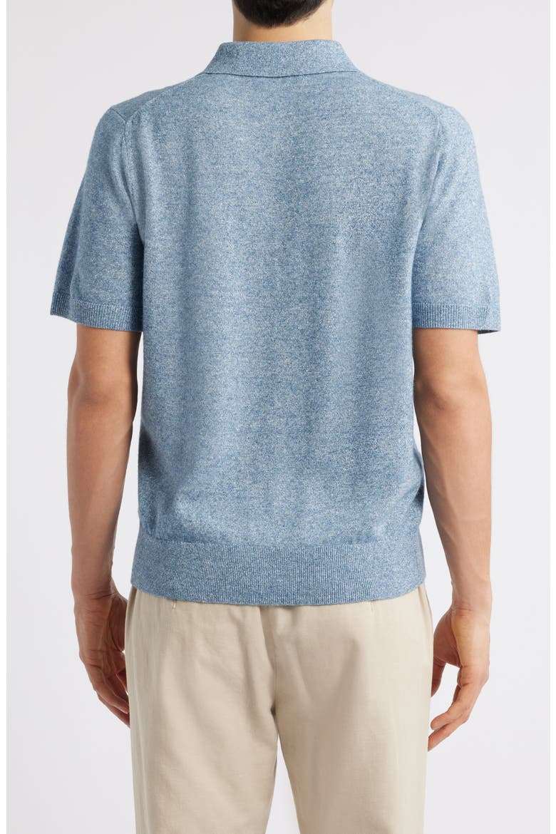 Short Sleeve Linen & Wool Blend Pocket Polo Sweater, Alternate, color, CABO BLUE
