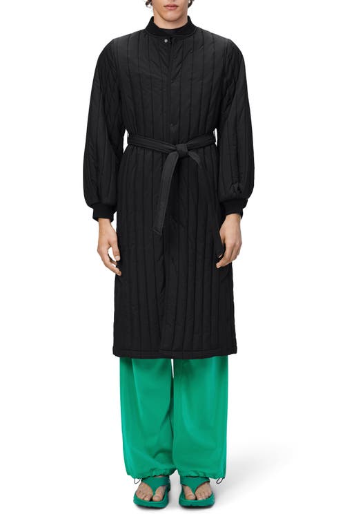 Rains Banja Belted Quilted Liner Coat In Black