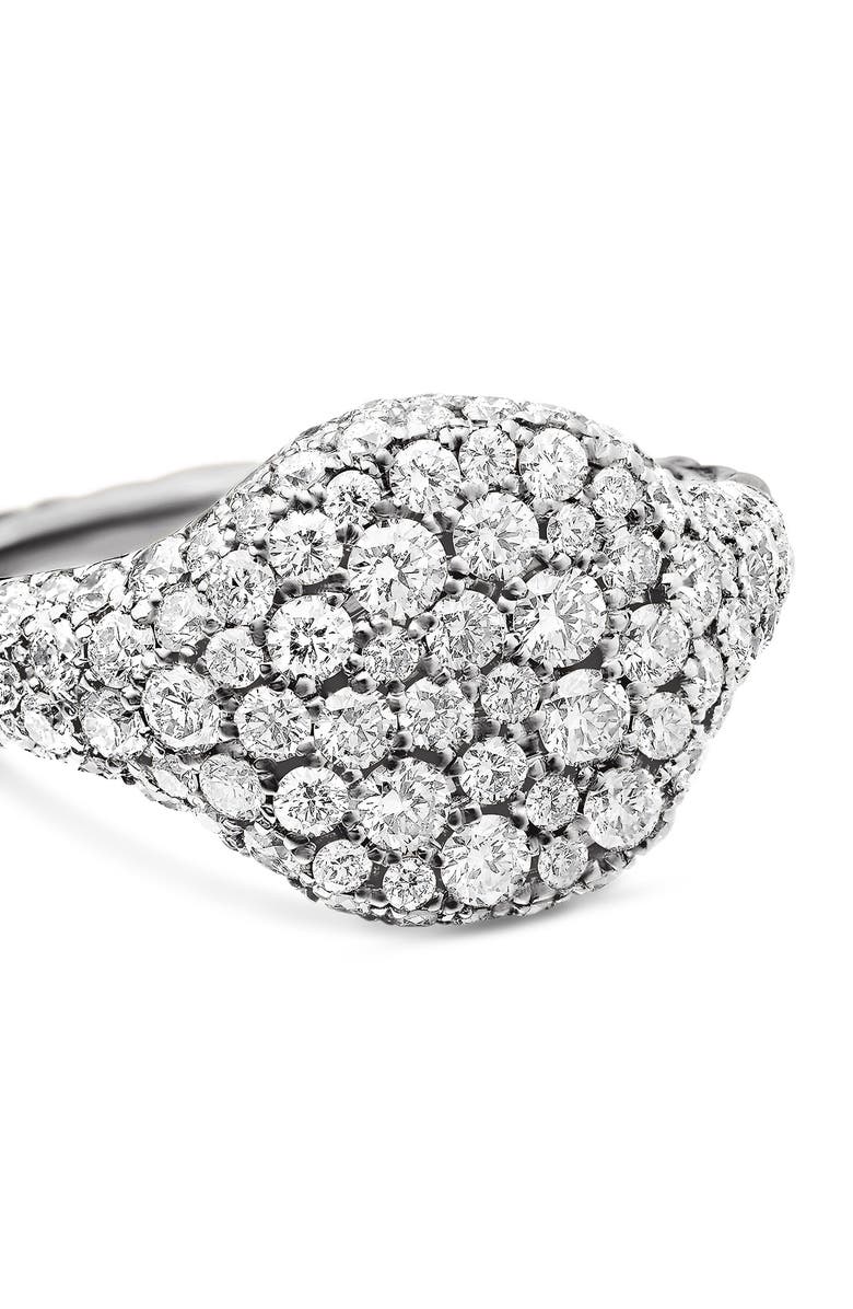 David Yurman Mini Chevron Pinky Ring in 18K Gold with Pavé Diamonds, Alternate, color, Diamond