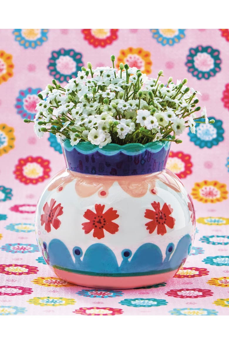 Eclectic Fun Squat Earthenware Vase, Alternate, color, Green