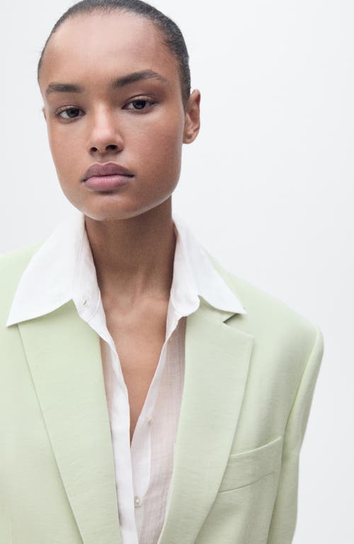 Mango Straight Fit Suit Jacket In Green