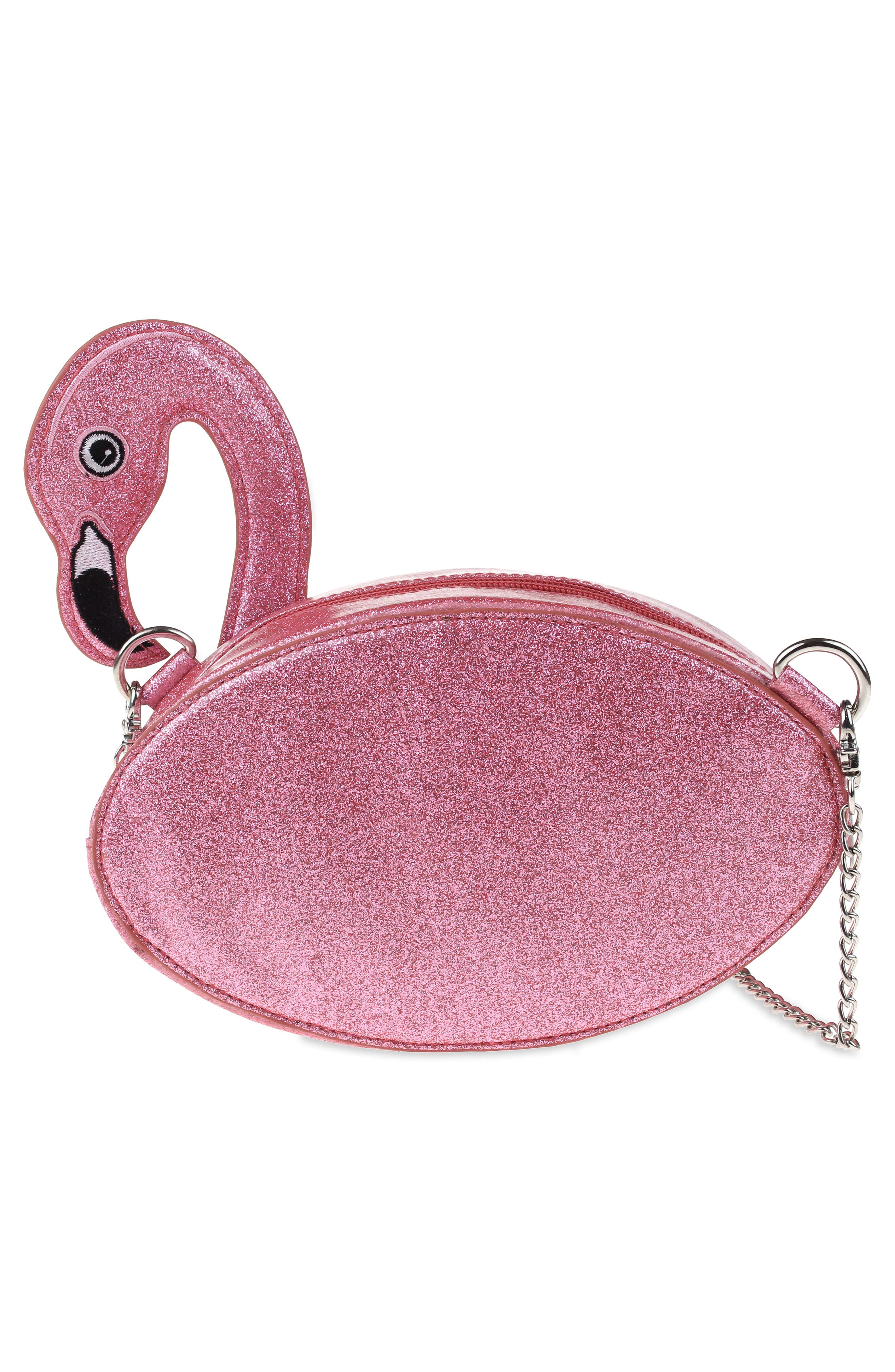 Capelli New York Flamingo Glitter Crossbody Bag, Alternate, color, 