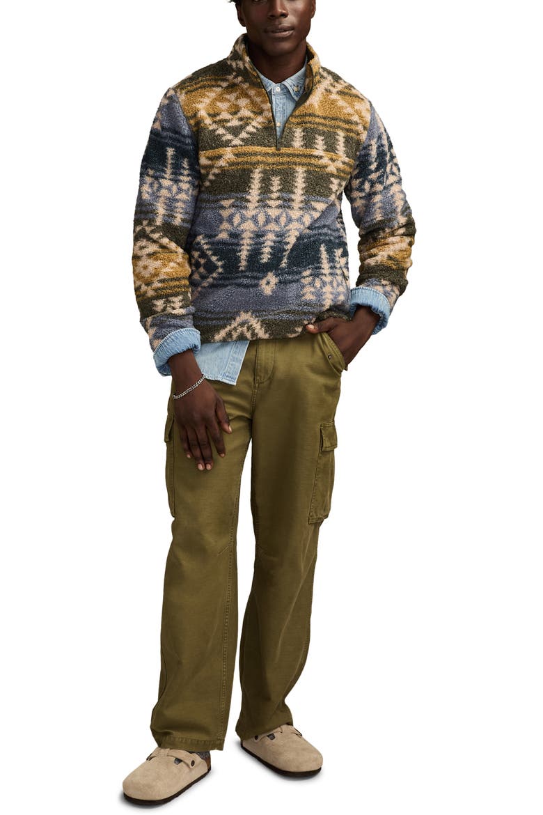 Faux Shearling Quarter Zip Jacket, Alternate, color, BLUE MULTI